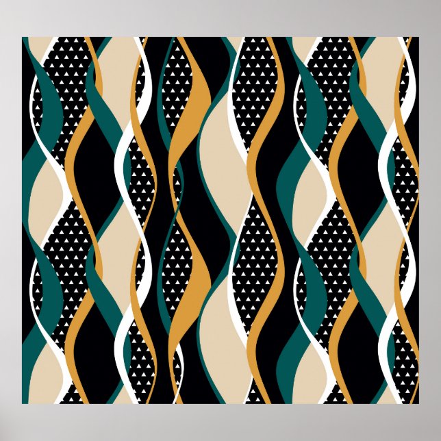 Poster Padrão ondulado abstrato, colorido. (Frente)