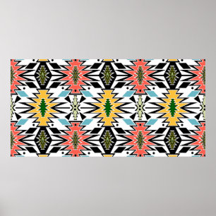 Poster Padrão ornamental africano tribal sem costura