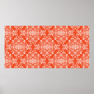 Poster Padrão ornamental vermelho sem costura