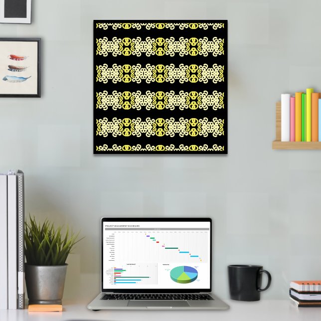 Poster Padrão ouro Amarelo de Stripe Ornamental Sem Costu (Criador carregado)