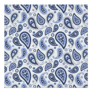 Pôster Padrão Paisley Azul