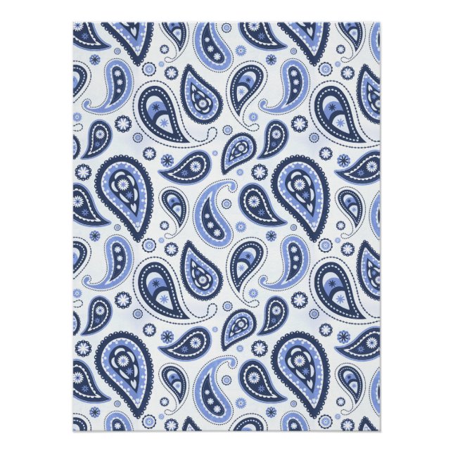 Pôster Padrão Paisley Azul (Frente)