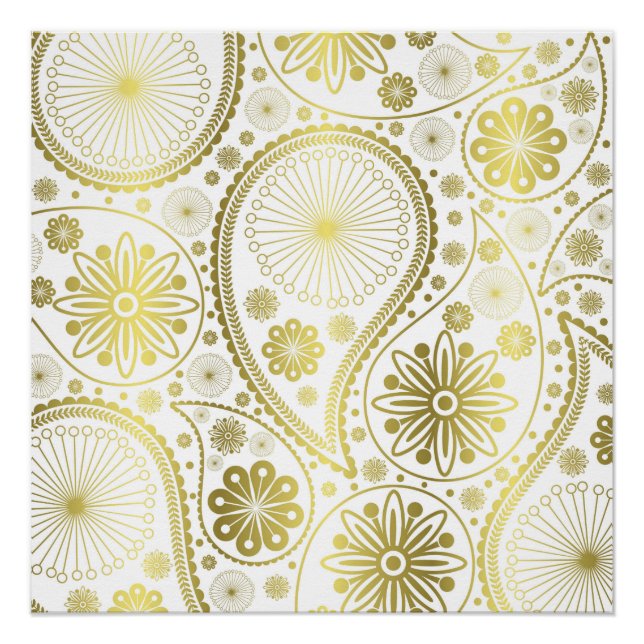 Pôster padrão paisley Dourado (Frente)