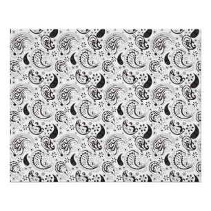 Pôster Padrão Paisley Preto e Branco – Arte Textil Elegan