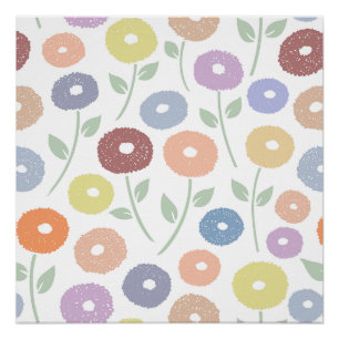 Pôster Padrão Pastéis Flor Fuzzy Lg