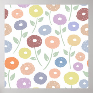Poster Padrão Pastéis Flor Fuzzy Lg
