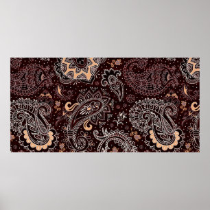 Poster Padrão perfeito colorido no estilo paisley. Vintag