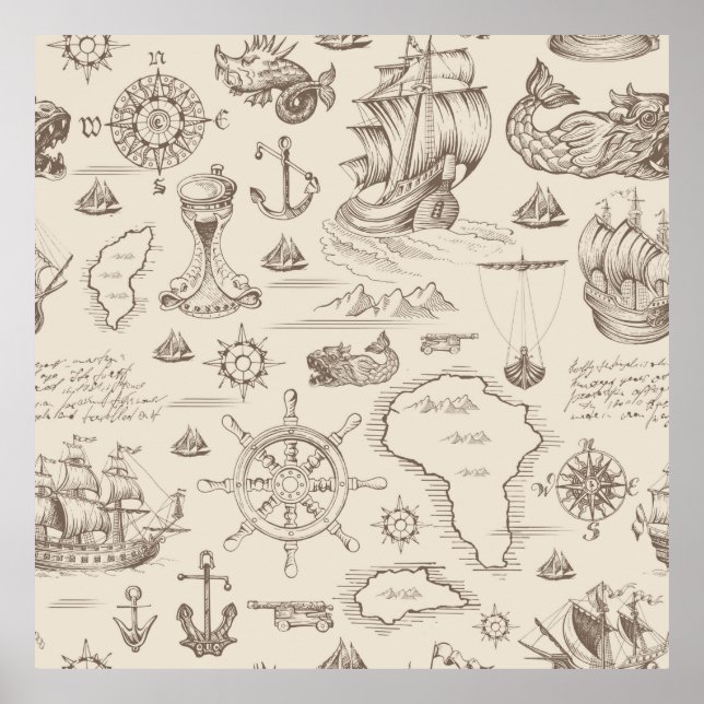 Poster Padrão perfeito de abstrato de colheita no tema de (Frente)