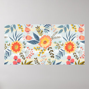 Poster Padrão perfeito de colheita com as flores abstrat