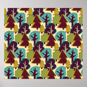 Poster Padrão perfeito de cor da floresta. Natureza selv