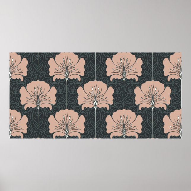 Poster Padrão perfeito de vindima com flores rosa. Art n. (Frente)