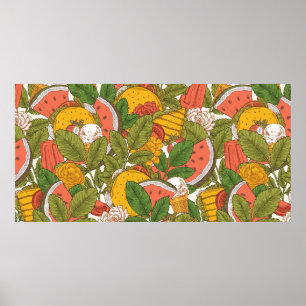 Poster Padrão perfeito na comida de Verão. Sanduíches, so
