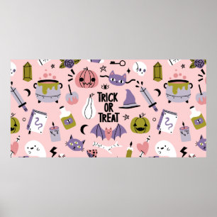 Poster Padrão perfeito para o Halloween com um carro fof