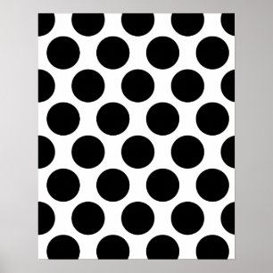 Poster Padrão Polkadot preto e branco