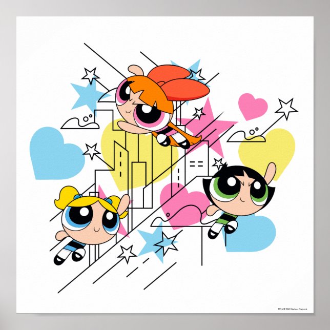 Poster Padrão Powerpuff Girls Townsville (Frente)