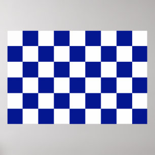 Pôster Padrão Real Azul e Branco Verificado