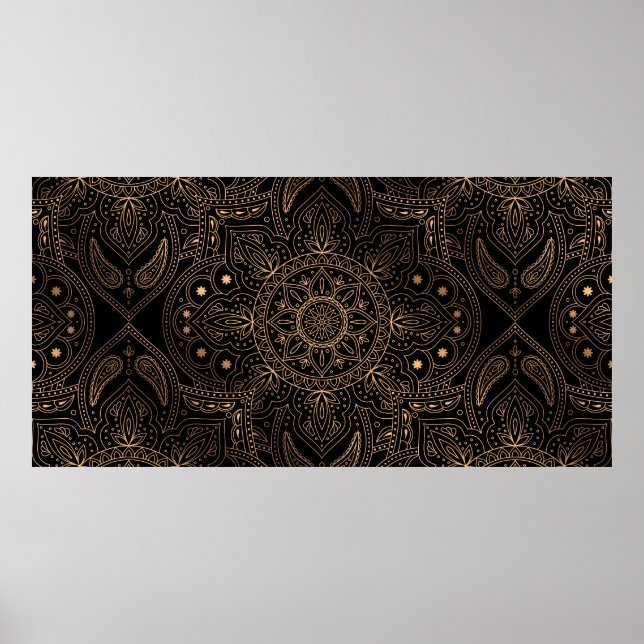Poster Padrão real e uniforme de mandala oriental (Frente)