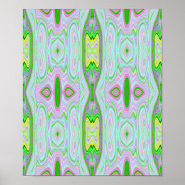 Poster Padrão retroAbstrato cor-de-rosa, Verde limão e ág