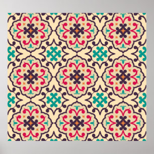 Poster Padrão retrorativo: papel de parede, design têxtil