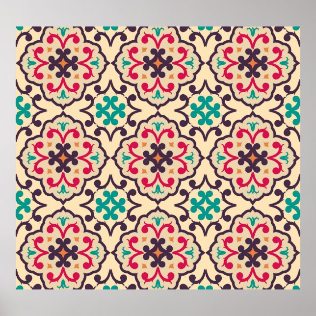 Poster Padrão retrorativo: papel de parede, design têxtil (Frente)