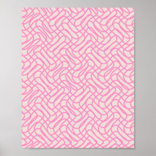 Poster Padrão rosa de pré-disquete de linha abstrato