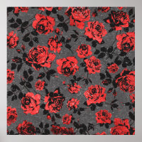 Padrão Rustic Red and Black Stem Rosa
