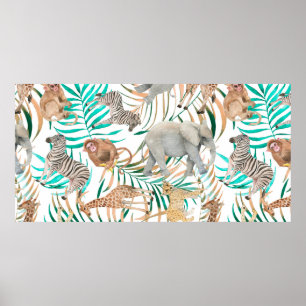 Poster Padrão sem costura colorido desenhado à mão com ág