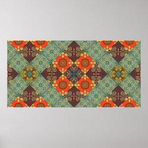 Poster Padrão sem costura com azulejos portugueses em tal