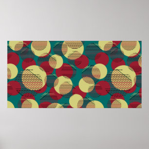 Poster Padrão sem costura com círculos e linhas.