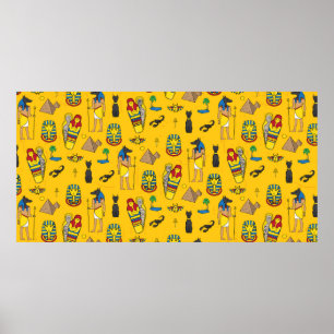 Poster Padrão sem costura com elementos egípcios, como 