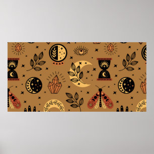 Poster padrão sem costura com elementos mágicos