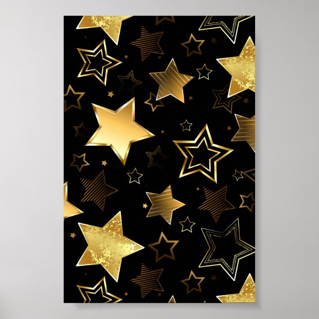 Poster Padrão sem costura com estrelas de Ouro (Frente)