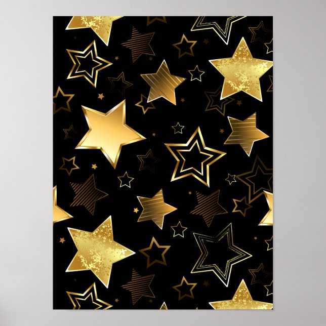 Poster Padrão sem costura com estrelas de Ouro (Frente)