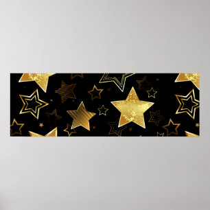 Poster Padrão sem costura com estrelas de Ouro