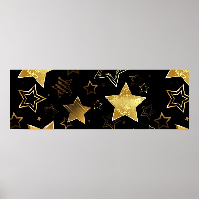 Poster Padrão sem costura com estrelas de Ouro (Frente)