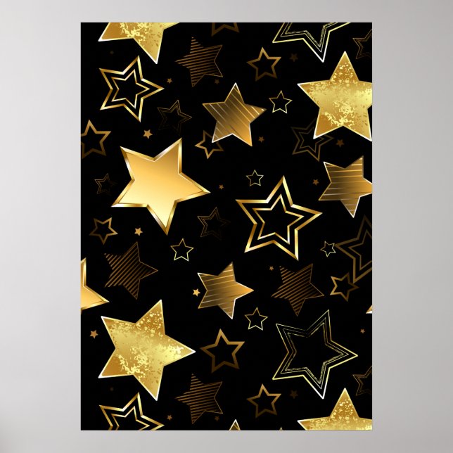 Poster Padrão sem costura com estrelas de Ouro (Frente)