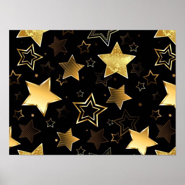 Poster Padrão sem costura com estrelas de Ouro (Frente)