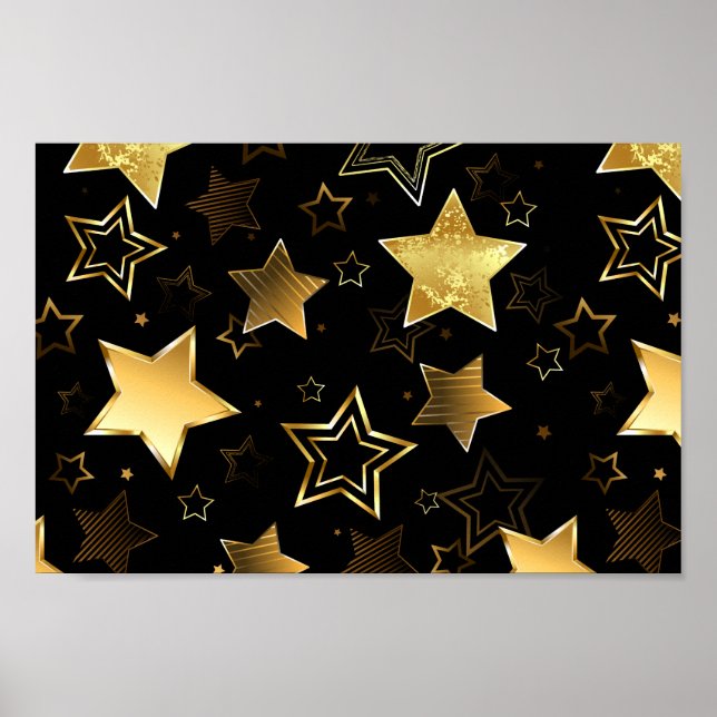 Poster Padrão sem costura com estrelas de Ouro (Frente)