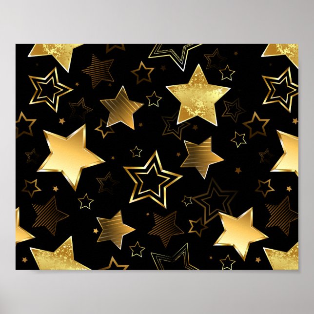 Poster Padrão sem costura com estrelas de Ouro (Frente)
