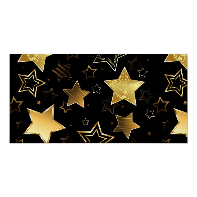 Pôster Padrão sem costura com estrelas de Ouro (Frente)