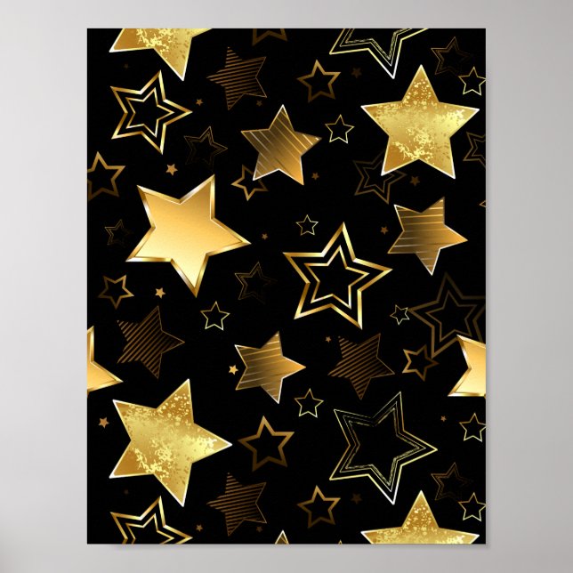 Poster Padrão sem costura com estrelas de Ouro (Frente)