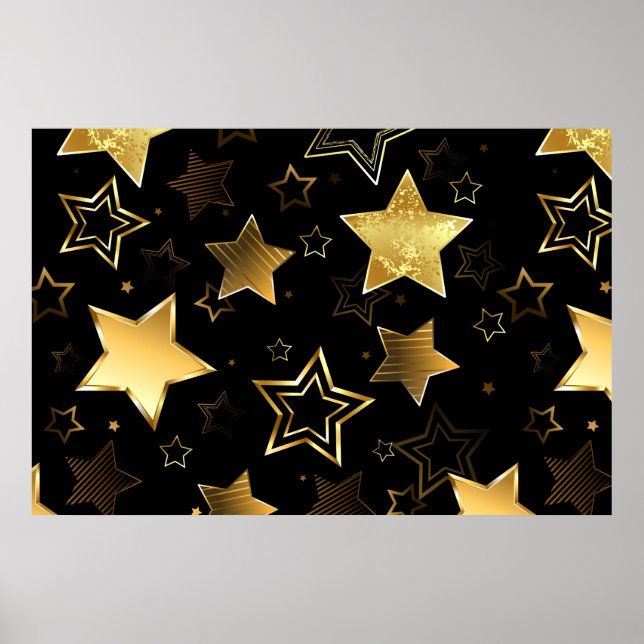 Poster Padrão sem costura com estrelas de Ouro (Frente)