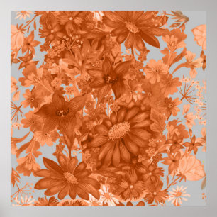 Poster Padrão sem costura com flores