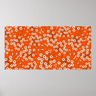 Poster Padrão sem costura com flores brancas pequenas