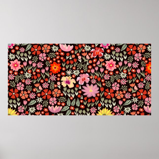 Poster Padrão sem costura com tulipas de girassóis (Frente)