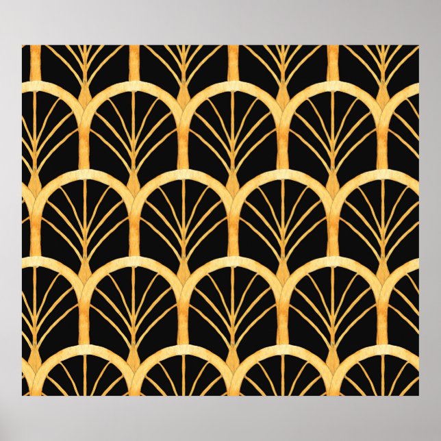 Poster Padrão sem costura de aquarela desenhada à mão com (Frente)