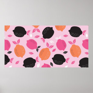 Poster Padrão sem costura de Citrus têxtil. reversão da i