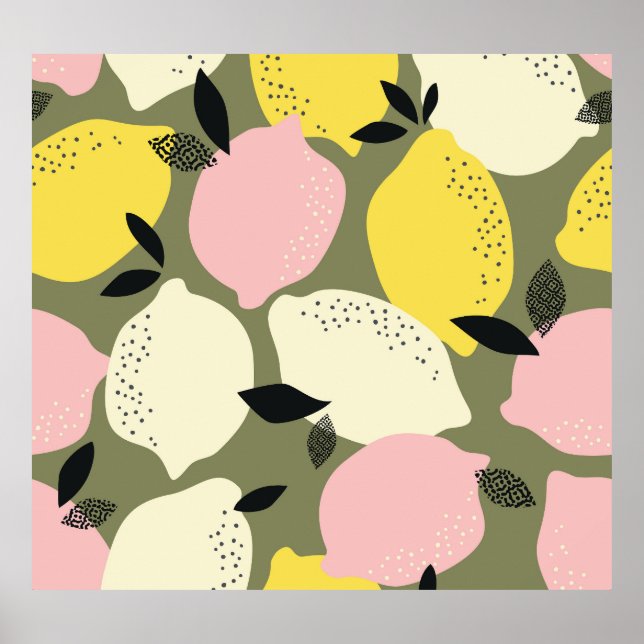 Poster Padrão sem costura de Frutas de Citros (Frente)