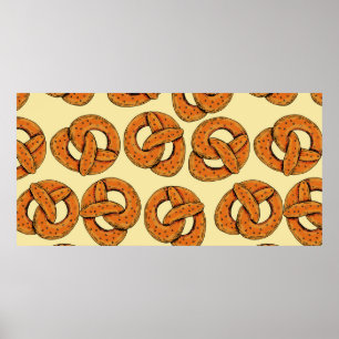 Poster Padrão sem costura de outono com pretzels,octoberf