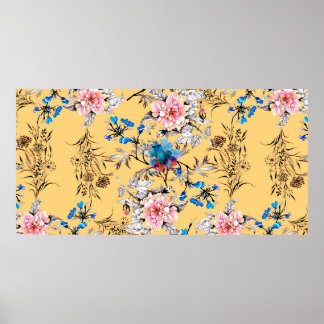 Poster Padrão sem costura desenhado à mão de água com bel